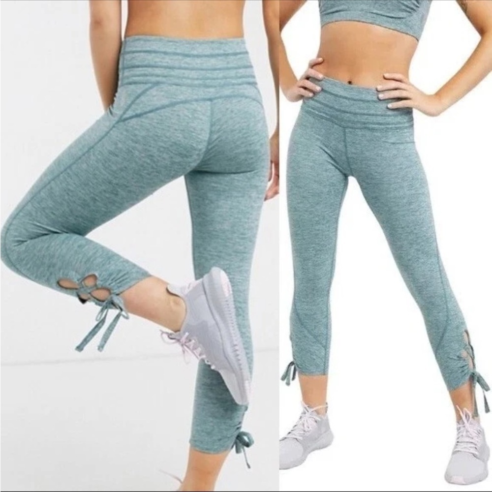 Women's Blue Athletic Leggings - Picture 3 of 12